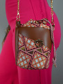 Petit sac seau en Wax Le Bonbon Brown Laced Pink