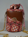 Petit sac seau en Wax Le Bonbon Brown Laced Pink