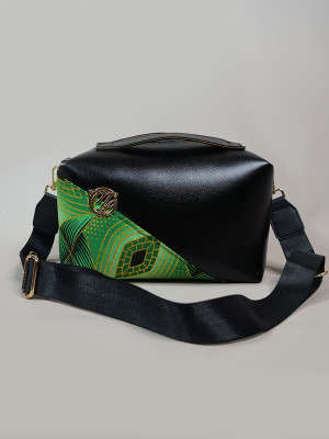 Sac en Wax et simili cuir Le Dee black foglia