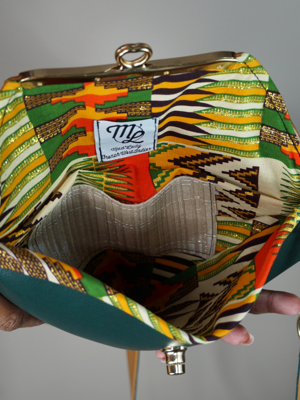 Sac en wax le Précieux green & brown