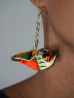 Boucles d'oreilles en Wax Toupie green & orange