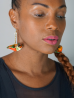 Boucles d'oreilles en Wax Toupie green & orange
