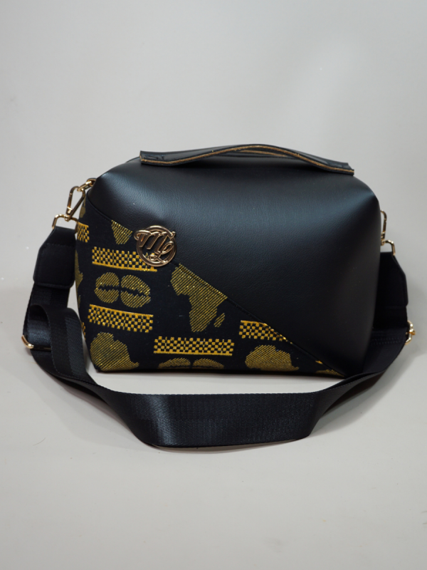 Sac en Wax et simili cuir Le Dee black Africa