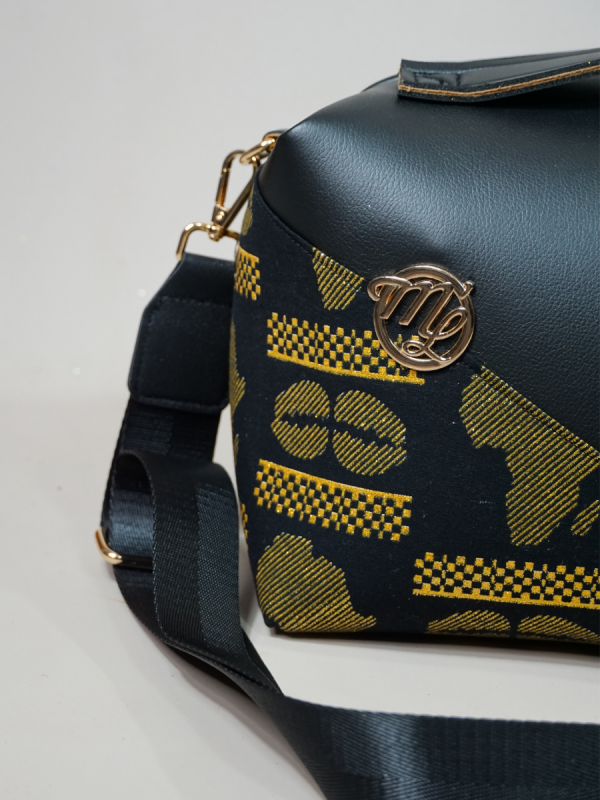 Sac en Wax et simili cuir Le Dee black Africa