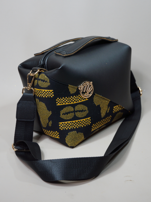 Sac en Wax et simili cuir Le Dee black Africa