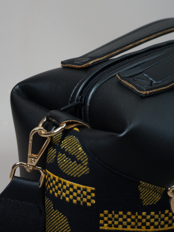 Sac en Wax et simili cuir Le Dee black Africa
