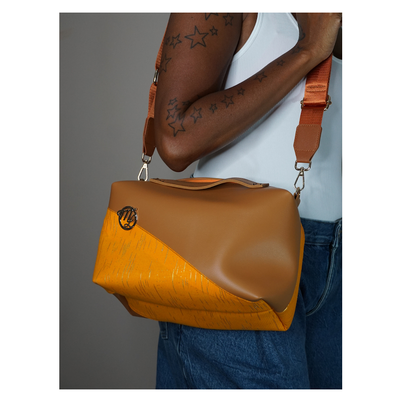 Sac Le Dee Orange & Marron – Élégance artisanale | The Mad Shop