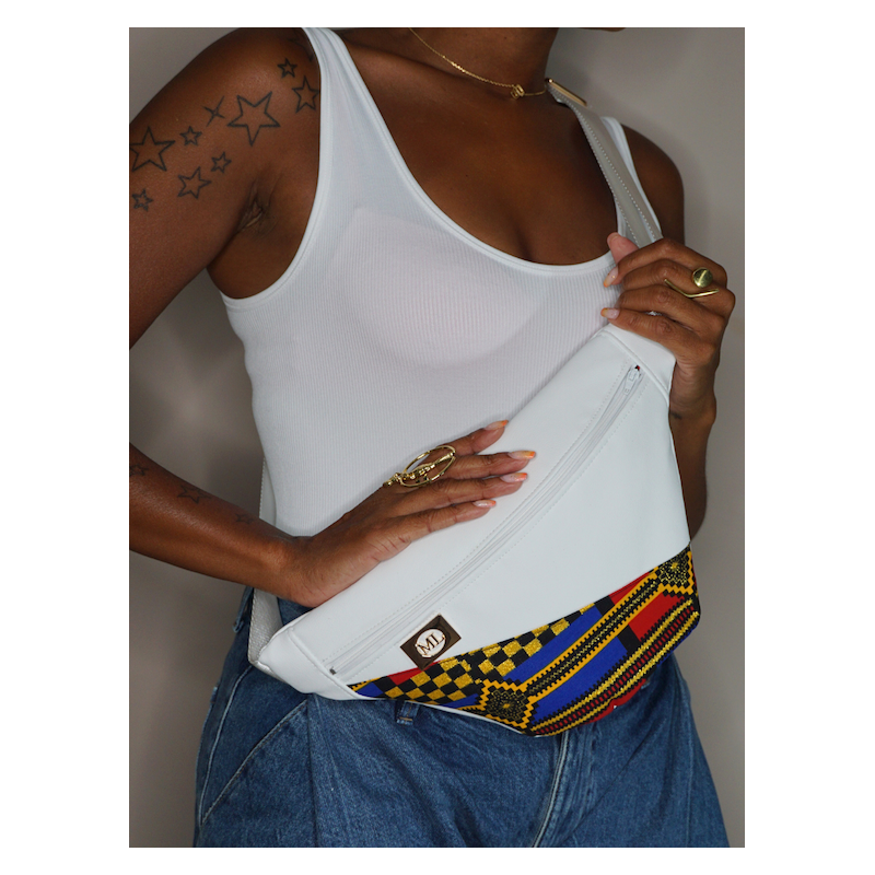 Sac Banane Le Djatta White wax – Élégance artisanale | The Mad Shop