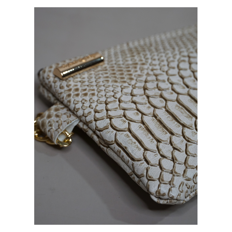 Pochette Miny White Croko and wax  – Élégance artisanale | The Mad Shop