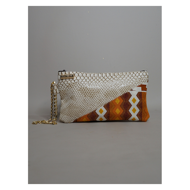 Pochette Miny White Croko and wax  – Élégance artisanale | The Mad Shop