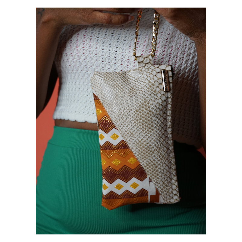 Pochette Miny White Croko and wax  – Élégance artisanale | The Mad Shop