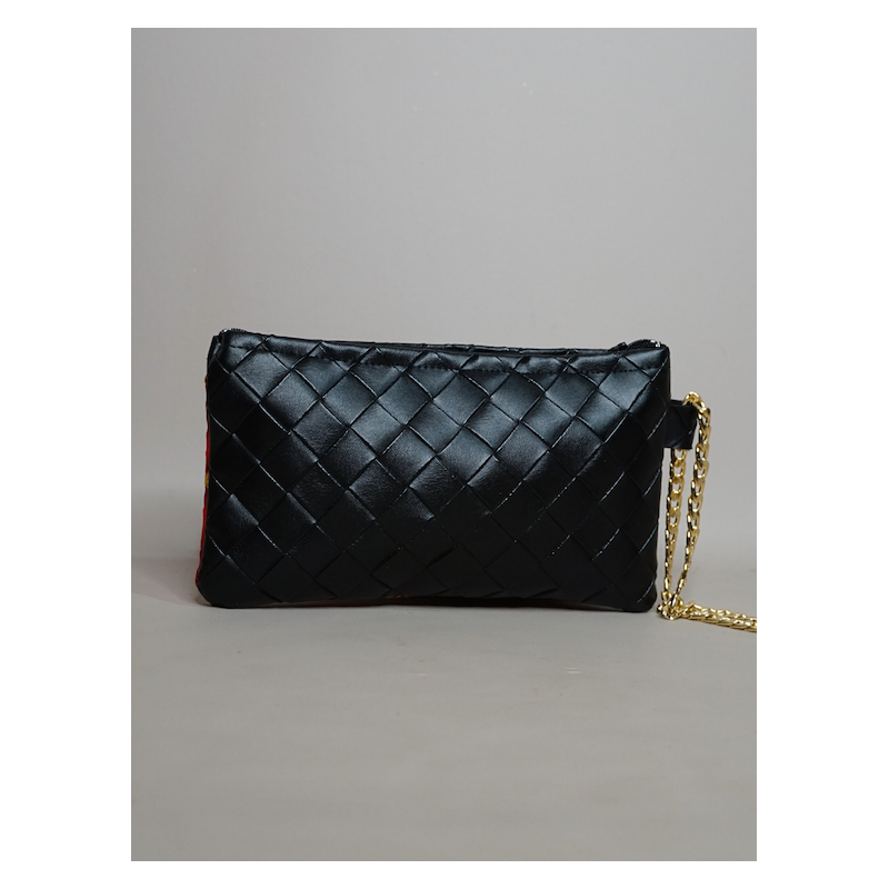 Pochette Miny noir et orange – Élégance artisanale | The Mad Shop