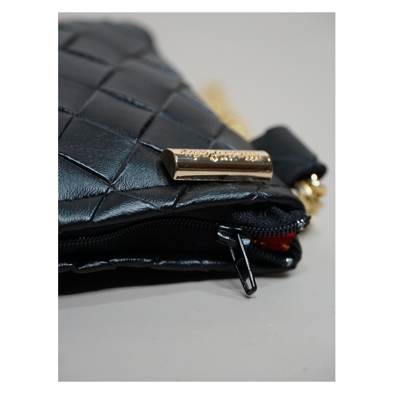 Pochette Miny noir et orange – Élégance artisanale | The Mad Shop